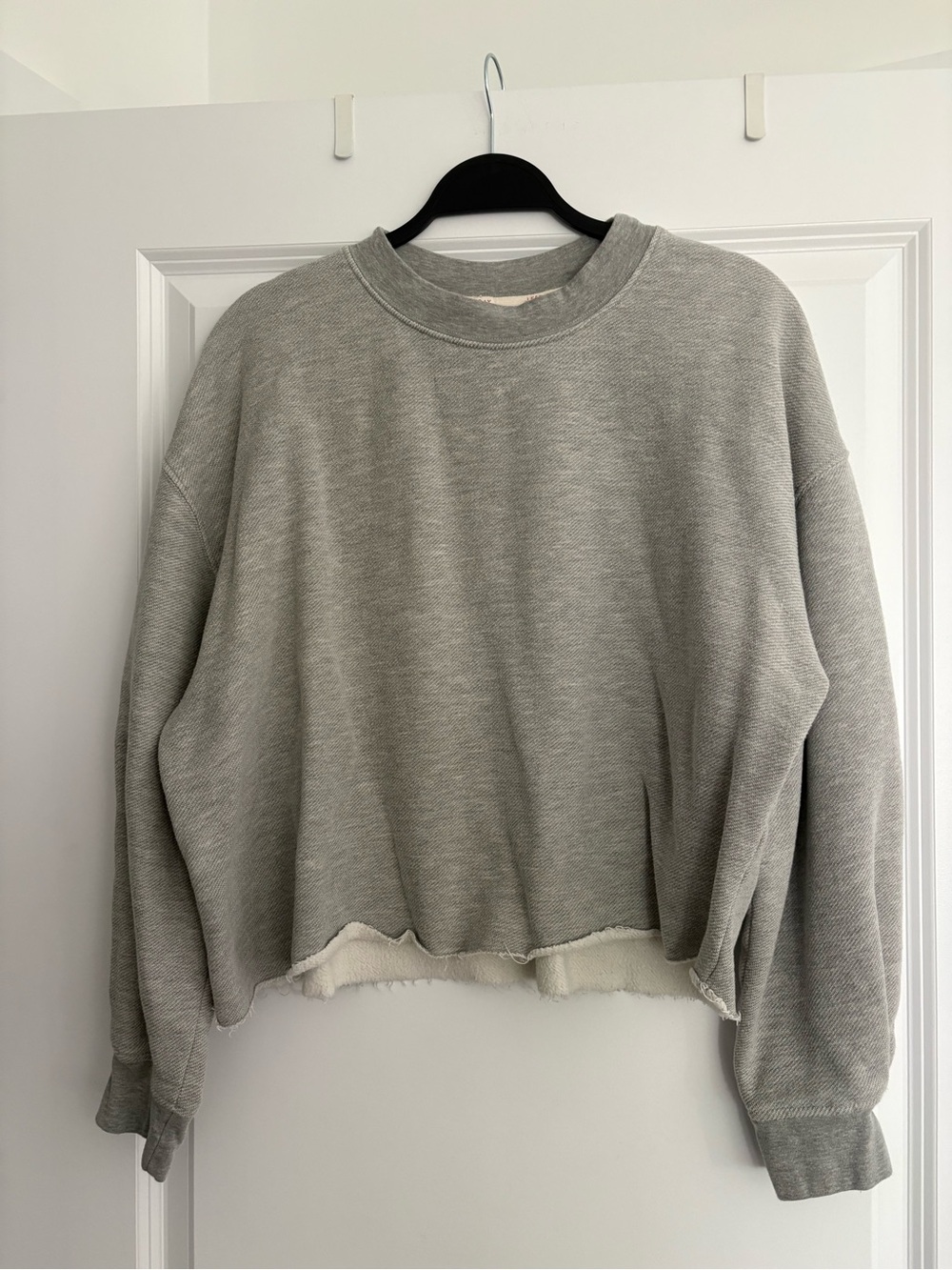Left On Friday Light Gray Cropped Crewneck Sweater